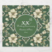 アイボリーフローラとエメラルド結婚の記念日 スパークリングワインラベル (シングルラベル)