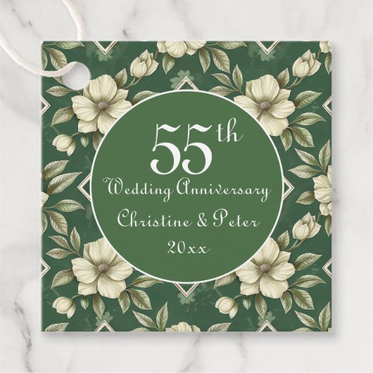 アイボリーフローラとエメラルド結婚の記念日 フェイバータグ (正面)