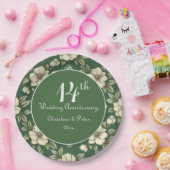 アイボリーフローラとエメラルド結婚の記念日 ペーパープレート (パーティー)