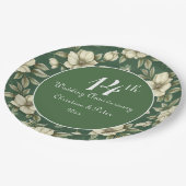 アイボリーフローラとエメラルド結婚の記念日 ペーパープレート (アングル)