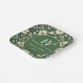 アイボリーフローラとエメラルド結婚の記念日 ペーパープレート (傾斜あり)