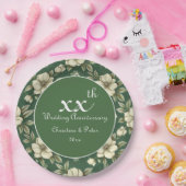 アイボリーフローラとエメラルド結婚の記念日 ペーパープレート (パーティー)