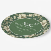 アイボリーフローラとエメラルド結婚の記念日 ペーパープレート (アングル)