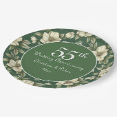 アイボリーフローラとエメラルド結婚の記念日 ペーパープレート (アングル)