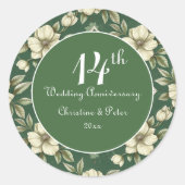 アイボリーフローラとエメラルド結婚の記念日 ラウンドシール (正面)