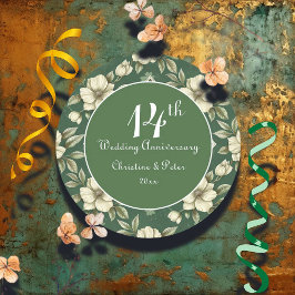 アイボリーフローラとエメラルド結婚の記念日 ラウンドシール