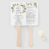 アイボリーフローラの緑の結婚式のファン ハンドファン (正面&裏面)