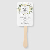 アイボリーフローラの緑の結婚式のファン ハンドファン (正面)