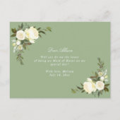 アイボリーフローラは私のメイド・オブ・オーナー(花嫁付き添い人)カード インビテーションポストカード (裏面)