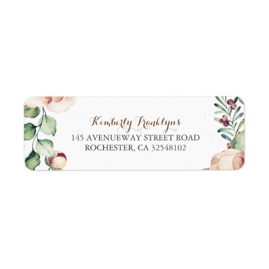 アイボリーフローラウォーターカラーブーケ秋ヴィンテージ ラベル (正面)