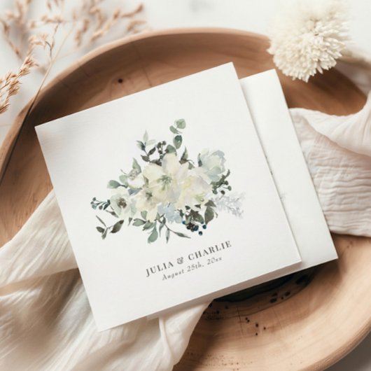 アイボリーフローラウォーター結婚カラーズナプキン スタンダードカクテルナプキン