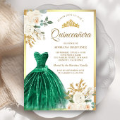 アイボリーフローラエメラルドグリーンガウン金ゴールドキンセアニェラ 招待状