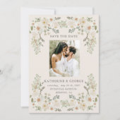 アイボリーフローラエレガントガーデン日付の保存 セーブザデート (正面)