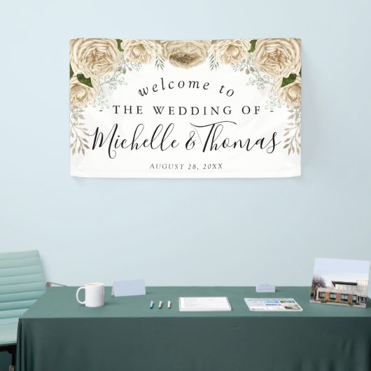 アイボリーフローラエレガントブーケ結婚ウェルズ 横断幕 (トレードショー)
