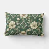 アイボリーフローラオンEmerald Background ランバークッション (正面)