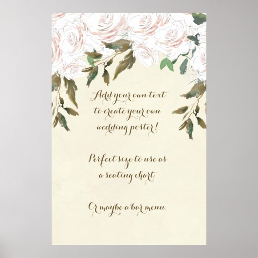 アイボリーフローラカスタムウェディングポスター ポスター (正面)