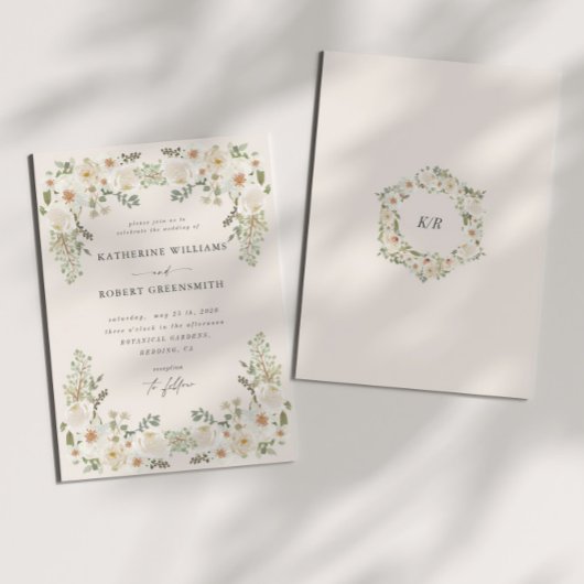 アイボリーフローラガーデンエレガントウェディング招待状 招待状