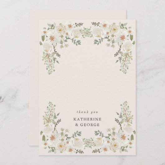 アイボリーフローラガーデンエレガントウェディング サンキューカード (正面/裏面)