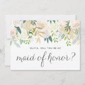 アイボリーフローラガーランドウィーズイヴメイド・オブ・オーナー(花嫁付き添い人) 招待状 (正面)