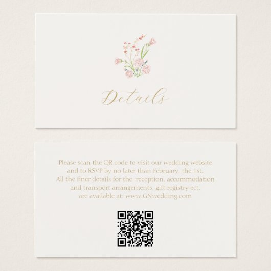 アイボリーフローラギフト結婚登録のエンクロージャカード (正面&裏面)