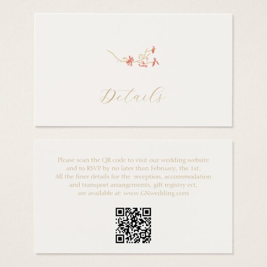 アイボリーフローラギフト結婚登録のエンクロージャカード (正面&裏面)