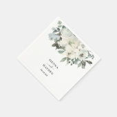 アイボリーフローラグリーナリーパーソナライズされたエレガントな結婚式 スタンダードカクテルナプキン (角)
