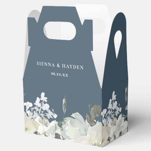 アイボリーフローラグリーナリーパーソナライズされたエレガントな結婚式 フェイバーボックス (オープン)