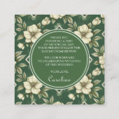 アイボリーフローラグリーンエメラルドブライダルシャワーありがとう エンクロージャーカード (裏面)