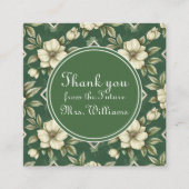 アイボリーフローラグリーンエメラルドブライダルシャワーありがとう エンクロージャーカード (正面)