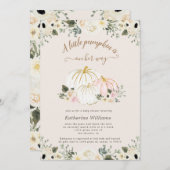 アイボリーフローラゴールデンカボチャ赤ちゃんシャワー招待 (正面/裏面)