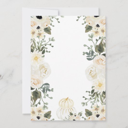 アイボリーフローラゴールデンカボチャ赤ちゃんシャワー招待 (裏面)