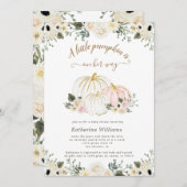 アイボリーフローラゴールデンカボチャ赤ちゃんシャワー招待 (正面/裏面)