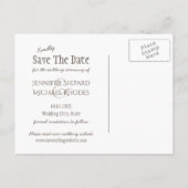 アイボリーフローラシンプルエレガントな結婚式の日付を保存 案内ポストカード (裏面)