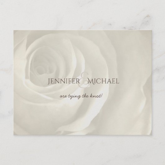 アイボリーフローラシンプルエレガントな結婚式の日付を保存 案内ポストカード (正面)