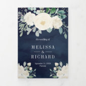 アイボリーフローラセージ離れグリーン結婚ズ 三つ折り招待状 (カバー)