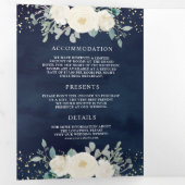 アイボリーフローラセージ離れグリーン結婚ズ 三つ折り招待状 (内部最初)