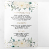 アイボリーフローラセージ離れグリーン結婚 三つ折り招待状 (内部最初)