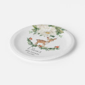 アイボリーフローラディアウッドランド動物ベビーシャワーガール ペーパープレート (アングル)