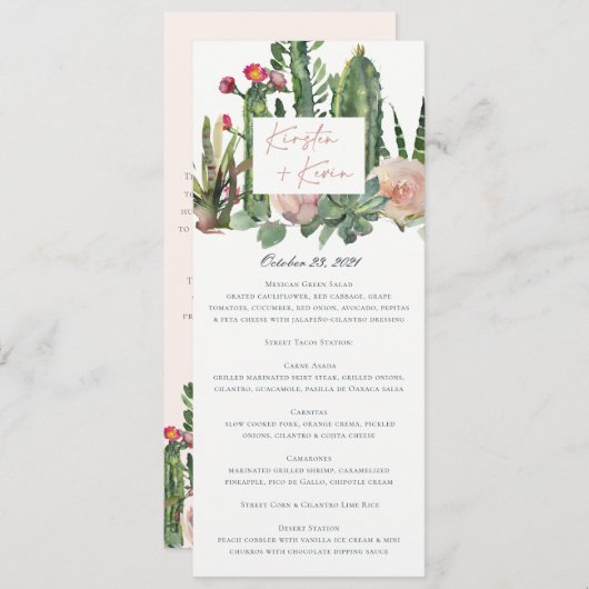 アイボリーフローラデザートカッティ水の色結婚のメニュー メニュー (正面/裏面)