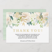 アイボリーフローラバラ結婚ズサンキューミント サンキューカード (正面/裏面)