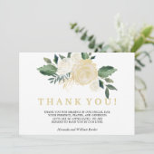 アイボリーフローラバラ結婚ブーケの写真ありがとう サンキューカード (スタンド正面)