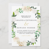 アイボリーフローラバラ結婚リースミント 招待状 (正面)