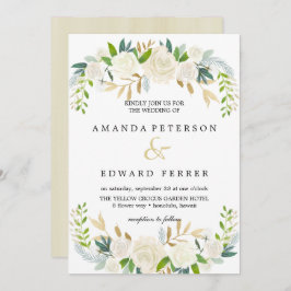 アイボリーフローラバラ結婚赤面ピンク 招待状