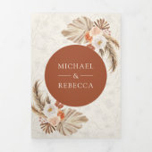 アイボリーフローラパンパステラコッタQRコード結婚ズ 三つ折り招待状 (カバー)