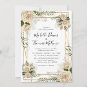 アイボリーフローラブーケエレガントウェディング招待状 招待状 (正面)