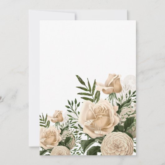 アイボリーフローラブーケエレガントブライダルシャワー 招待状 (裏面)