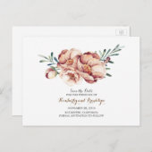 アイボリーフローラブーケ水の色の秋日付を保存 案内ポストカード (正面/裏面)