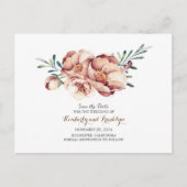 アイボリーフローラブーケ水の色の秋日付を保存 案内ポストカード (正面)