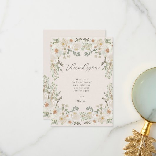 アイボリーフローラベビーシャワーサンキューカード サンキューカード (正面/裏面インサイチュ)
