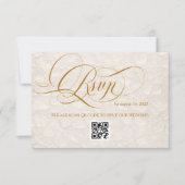 アイボリーフローラロマンチック結婚書道 出欠カード (正面)